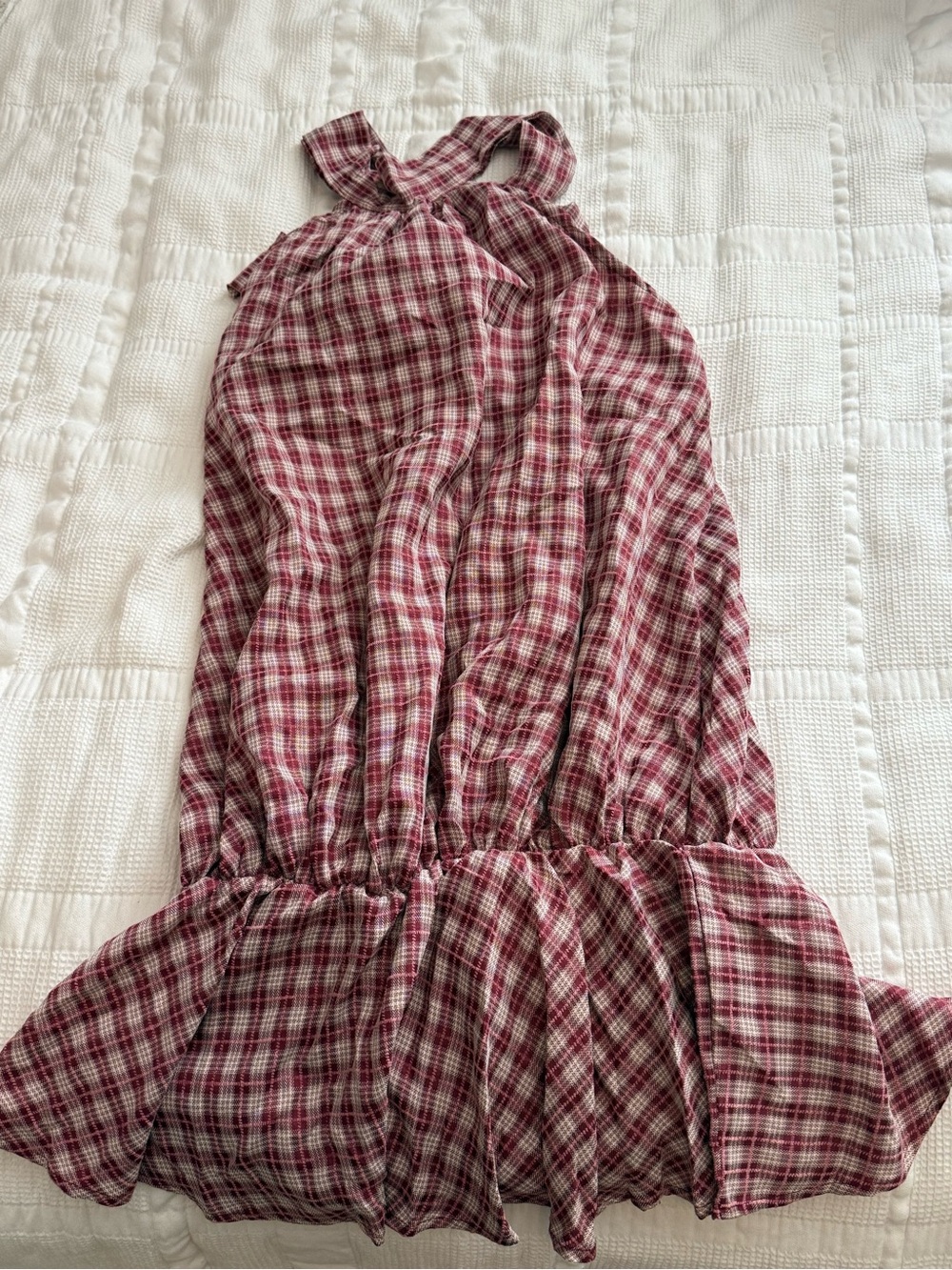 Red Plaid Halter Dress/romper